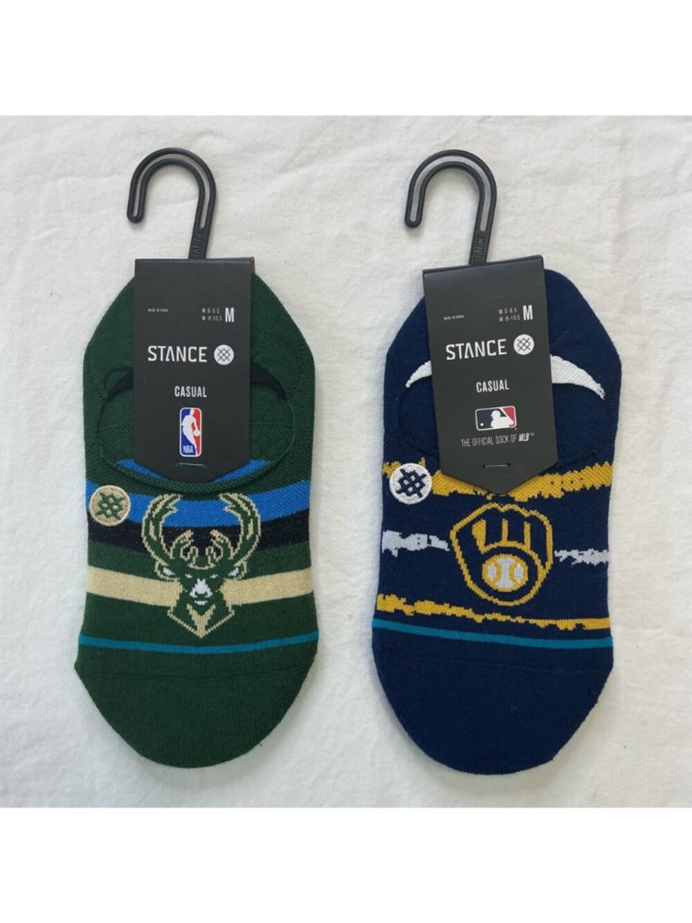 NEW Stance NBA & MLB No Show Socks 2-Pack Milwaukee Bucks & Brewers Medium - Picture 2 of 7